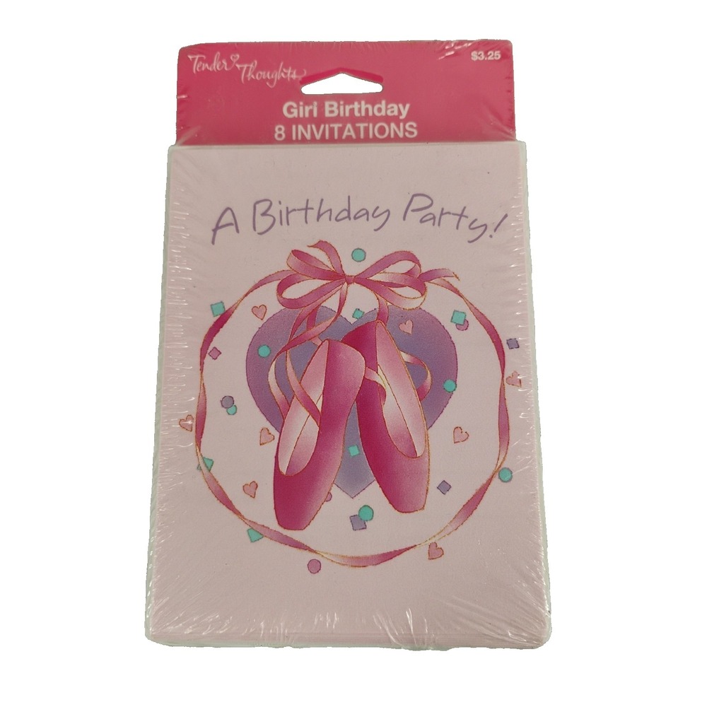 Vtg Tender Thoughts Girl Birthday Party Invitations Ballerina Ballet Theme Dance